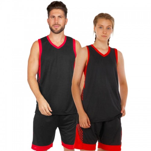 Форма баскетбольна чоловіча PlayGame Lingo 4XL (ріст 180-185), чорний-червоний, код: LD-8017_4XLBKR