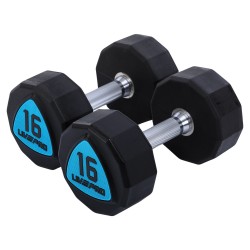 Гантелі цільні професійні з поліуретановим покриттям LiveUp 2х16кг, чорний-синій, код: LP8003-16-S52 Гантелі цільні професійні з поліуретановим покриттям LiveUp 2х16кг, чорний-синій, код: LP8003-16-S52