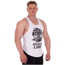 Майка борцовка спортивна чоловіча PlayGame Muscle Lion, M, зріст 170-175, білий, код: ML-1185_MW