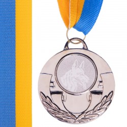 Медаль спортивна зі стрічкою PlayGame Aim Собаки срібна, код: C-4846-0039_S