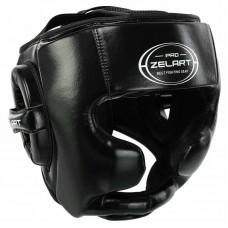 Шолом боксерський з повним захистом шкіряний Zelart S, чорний, код: BO-4017_SBK