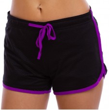 Шорти короткі спортивні жіночі подвійні V&X L, 60-70кг, чорний-фіолетовий, код: CO-7174_LV
