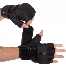 Рукавички для змішаних єдиноборств MMA шкіряні Zelart XL чорний, код: VL-3098_XLBK