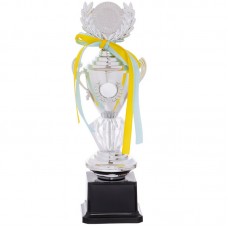 Кубок спортивний з ручками, кришкою і місцем під жетон PlayGame Hit Crystal 26,5 см, срібний, код: K91_S