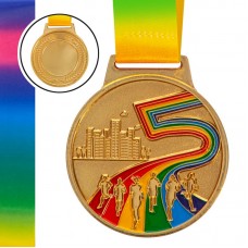 Медаль спортивна зі стрічкою кольорова PlayGame Біг Марафон d-65 мм золота, код: C-0348_G