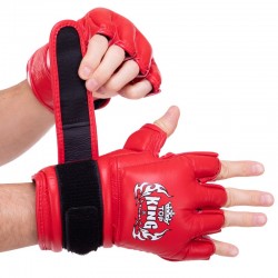 Рукавички для змішаних єдиноборств MMA Top King Extreme шкіряні M, червоний, код: TKGGE_MR