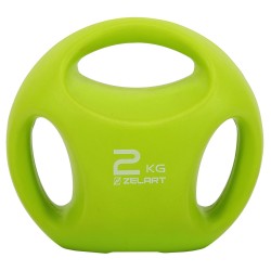 Гиря цільна пластикова PE з потрійним хватом Zelart 2кг, салатовий, код: TA-2670-2-S52 Гиря цільна пластикова PE з потрійним хватом Zelart 2кг, салатовий, код: TA-2670-2-S52