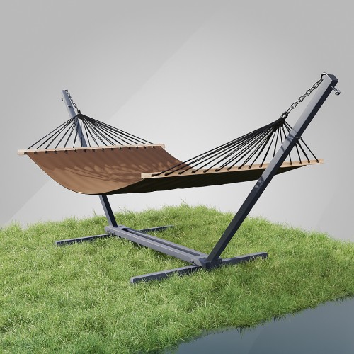 Стійка для гамака + Гамак з планкою двомісний WCG Wish XXL 2000х1500 мм, коричневий, код: W-5050H08BR-2-IF