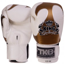Рукавички боксерські Top King Empower шкіряні 16 унцій, білий-золотий, код: TKBGEM-01_16W-S52