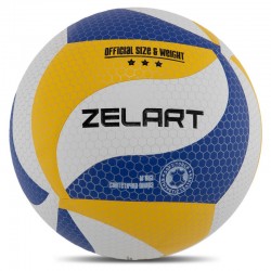 М"яч волейбольний Zelart №5 клеєний, білий-жовтий-синій, код: VB-9000_WYBL