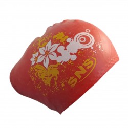 Шапочка для плавання SNS для довгого волосся KW-3К red flowers, червоний, код: 11340-SNS