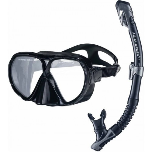 Набір маска і трубка Aqua SpeedVanua + Borneo (Mesh Bag), чорний, код: 5908217682352