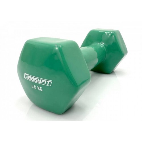 Гантель для фітнесу EasyFit з вініловим покриттям, 1х4 кг, зелений, код: EF-0040-G-EF