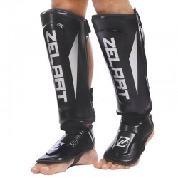 Захист гомілки і стопи Zelart S (h-33см, l-17см), чорний-срібний, код: BO-1330_SBKS-S52