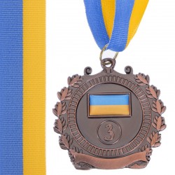 Медаль спортивна зі стрічкою SP-Sport Ukraine бронза, код: C-3163_B-S52