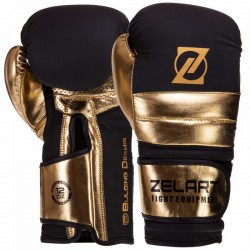Рукавички шкіряні боксерські Zelart 10 унцій, золотий, код: VL-3083_10Y-S52