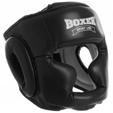Шолом боксерський з повним захистом шкіряний Boxer Еліт L чорний, код: 2033-1_LBK