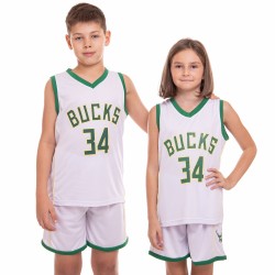 Форма баскетбольна дитяча PlayGame NBA Bucks 34 L (10-13 років) 140-150см, білий-зелений, код: 3582_LWG-S52