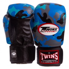 Рукавички боксерські шкіряні Twins Army 14 унцій, синій, код: FBGVL3-ARMY_14BL