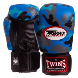 Рукавички боксерські шкіряні Twins Army 14 унцій, синій, код: FBGVL3-ARMY_14BL