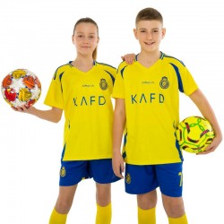Форма футбольна дитяча PlayGame із символікою AL Nassr Ronaldo 7 домашня, розмір 28, зріст 145-150, жовтий-синій, код: CO-4655_28
