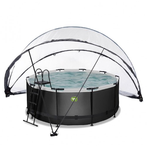 Басейн каркасний з накриттям Exit "Чорна шкіра" з нагрівом води, 360х122 см, код: 30.27.12.20 НТ