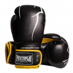 Боксерські рукавиці PowerPlay чорно-жовті 12 унцій, код: PP_3018_12oz_Black/Yellow