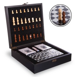 Шахи, доміно, карти 3 в 1 ChessTour чорний, код: W2650_BK