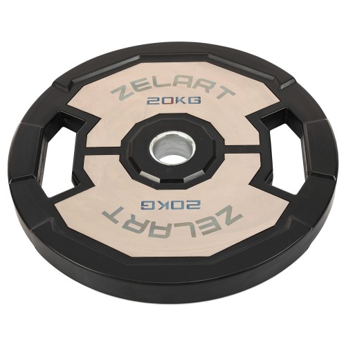 Диски гумові 2 Handle металева втулка Zelart 51мм, 20кг, чорний-сірий, код: TA-4792-20