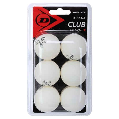 Набір м"ячів для настільного тенісу Dunlop Club Champ 6шт, білий, код: DL679345-S52