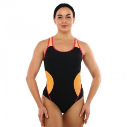 Купальник для плавання суцільний жіночий JM Sports 3XL, чорний-помаранчевий, код: 11007_3XLBKOR