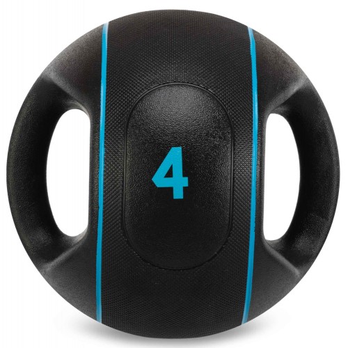 Медбол м"яч медичний дворучний з хватами LiveUp Medicine Ball 4кг, чорний, код: LP8111-4