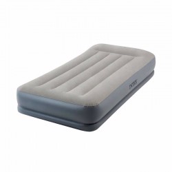 Односпальне надувне ліжко Intex Pillow Rest Mid-Rise + Вбудований електронасос 220В, 990х1910х300 мм, код: 64116-IB