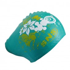 Шапочка для плавання SNS для довгого волосся KW-3З green flowers, зелений, код: 11349-SNS