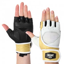 Рукавички для фітнесу та важкої атлетики Tapout M, білий-жовтий, код: SB168513_MW