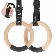 Гімнастичні кільця 4Fizjo дерев"яні, регульовані Black/Green, код: P-5905973402736