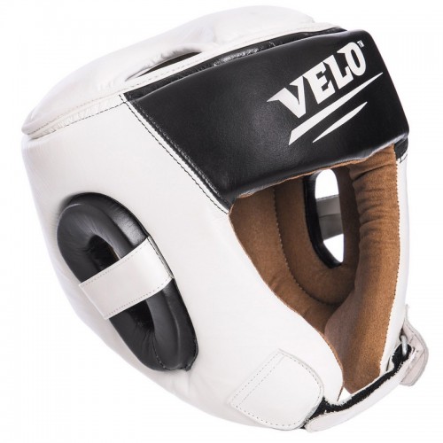 Шолом боксерський відкритий Velo шкіряний з посиленим захистом верхівки M, білий, код: VL-2211_MW-S52