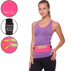 Ремінь-сумка спортивна поясна для бігу та велопрогулянки BioGym рожевий, код: C-0330_P-S52