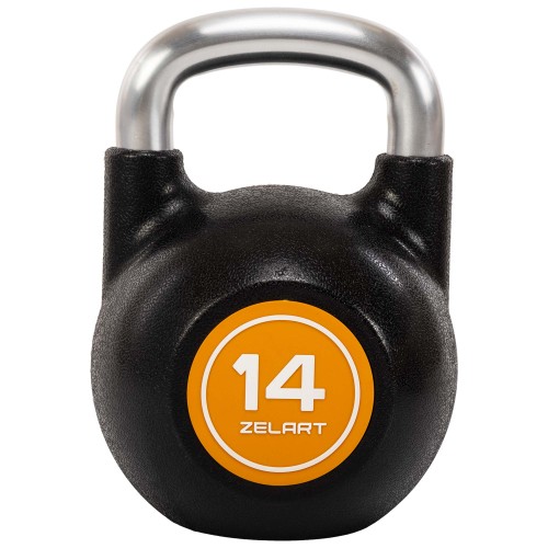 Гиря змагальна цільна чавунна з CPU покриттям та хромованою ручкою Zelart 14кг, чорний, код: TA-4756-14