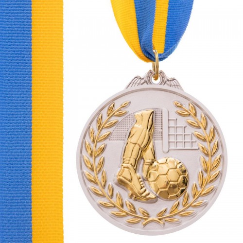 Медаль спортивна зі стрічкою PlayGame Футбол срібна, код: C-7030_S