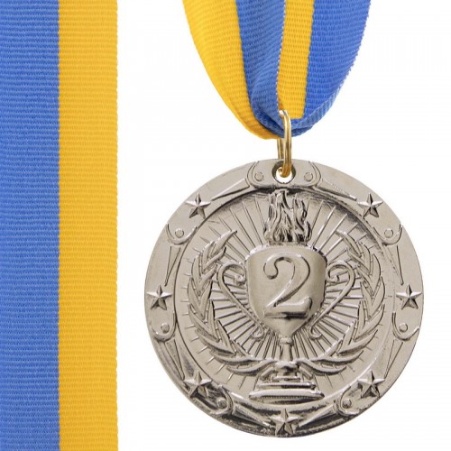 Медаль спортивна зі стрічкою PlayGame Bowl срібло, код: C-6402_S