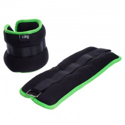 Обважнювачі-манжети для рук і ніг FitGo 2x1,5 кг, чорний-салатовий, код: FI-1303-3_BKLG Обважнювачі-манжети для рук і ніг FitGo 2x1,5 кг, чорний-салатовий, код: FI-1303-3_BKLG