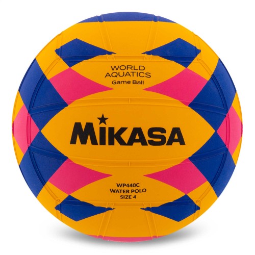 М"яч для водного поло Mikasa №4, жовтий-синій-рожевий, код: WP440C-S52