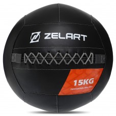 М"яч волбол для кросфіту та фітнесу Zelart Wall Ball 15кг, чорний, код: TA-7822-15-S52