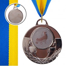 Медаль спортивна зі стрічкою PlayGame Aim Роликові ковзани d-50 мм срібна, код: C-4846-0087_S