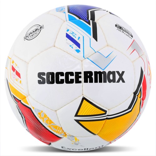 М"яч футбольний Soccermax №5 PU, білий-жовтий-синій, код: FB-9495_WYBL