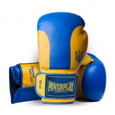 Боксерські рукавиці PowerPlay 3021 Ukraine синьо-жовті, 10 унцій, код: PP_3021_10oz_Blue-Yellow