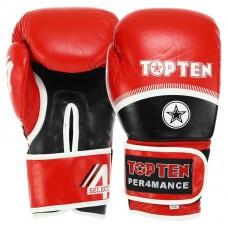 Рукавички боксерські TopTen Performance шкіра, 14oz, червоний-чорний, код: TOP-041_14R