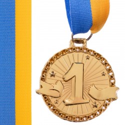 Медаль спортивна зі стрічкою PlayGame Zip золота, код: C-6404_G