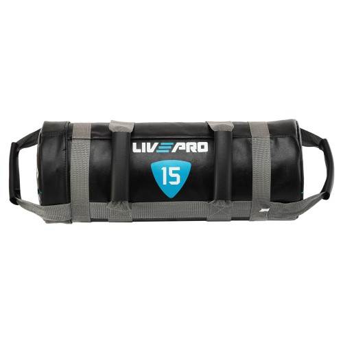 Мішок обтяжувач для функціонального тренінгу Power Bag LiveUp 15кг, чорний-сірий, код: LP8120-15